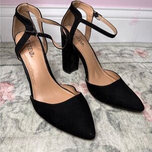 JustFab Black Ankle Strap Heels